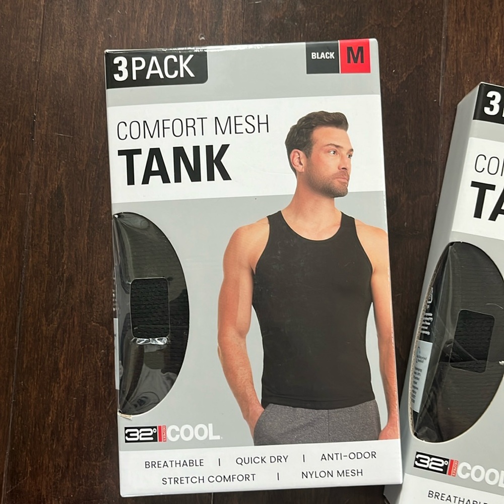 32 Degrees Cool Mesh Tank 3-Pack Mens black Anti-Odor Comfort NEW S/M/L